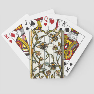 Elegante botanische Jugendstil-Bienenverglasung Spielkarten