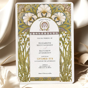 Elegante Botanische Jugendstil-Hochzeit Einladung