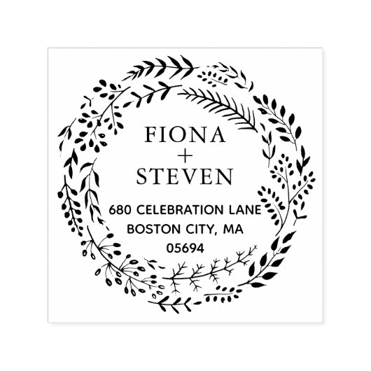 Elegante botanische Kranz-Rücksendeadresse Permastempel (Design)