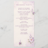 Elegante Botanische Lavendel Lila Florale Hochzeit Programm (Rückseite)