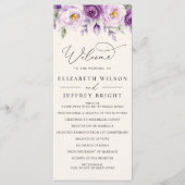Elegante Botanische Lavendel Lila Florale Hochzeit Programm (Vorderseite)