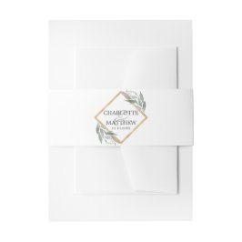 Elegante Botanische Leaf Sage Green Gold Hochzeit Einladungsbanderole