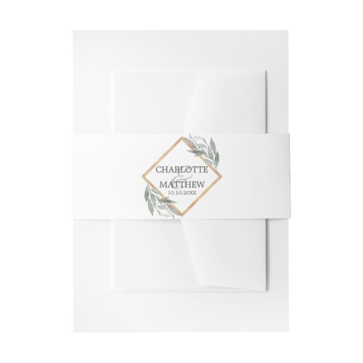 Elegante Botanische Leaf Sage Green Gold Hochzeit Einladungsbanderole (Vorderseite Beispiel)