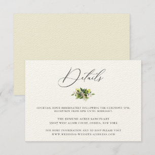 Elegante Botanische Lemons - Details-Karte für Hoc Einladung