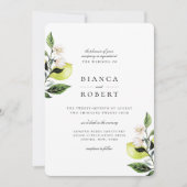 Elegante botanische Lemons Einladung zur Hochzeit (Vorderseite)