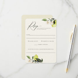 Elegante botanische Lemons Wedding Food Allergy UA RSVP Karte