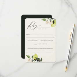 Elegante botanische Lemons Wedding Food Allergy UA RSVP Karte