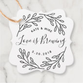 Elegante botanische Liebe ist Brauen Hochzeit Geschenkanhänger (Vorderseite)