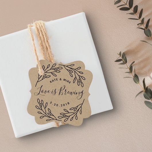 Elegante botanische Liebe ist Brauen Hochzeit Geschenkanhänger