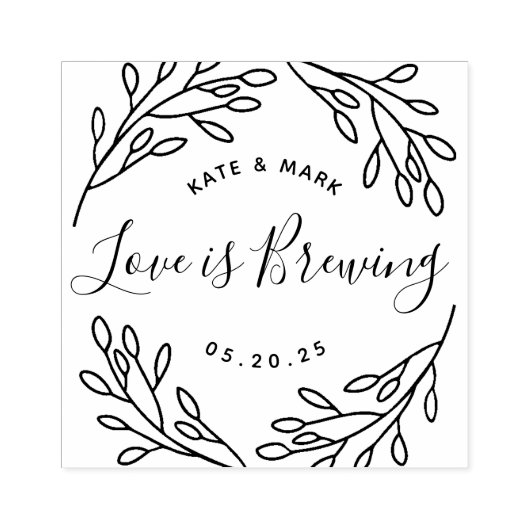 Elegante botanische Liebe ist Gastgeschenk Hochzei Gummistempel (Prägung)