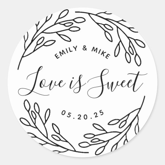 Elegante botanische Liebe ist süße Gastgeschenk Ho Runder Aufkleber (Vorderseite)