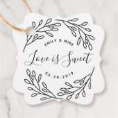 Elegante botanische Liebe ist Sweet Wedding Kraft Geschenkanhänger (Vorderseite)