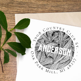 Elegante Botanische Linie Rücksendeadresse Permastempel