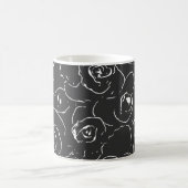 Elegante botanische Linie Zeichnend Muster Schwarz Kaffeetasse (Mittel)