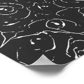 Elegante botanische Linie Zeichnend Muster Schwarz Poster (Ecke)