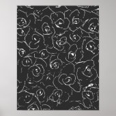 Elegante botanische Linie Zeichnend Muster Schwarz Poster (Vorne)