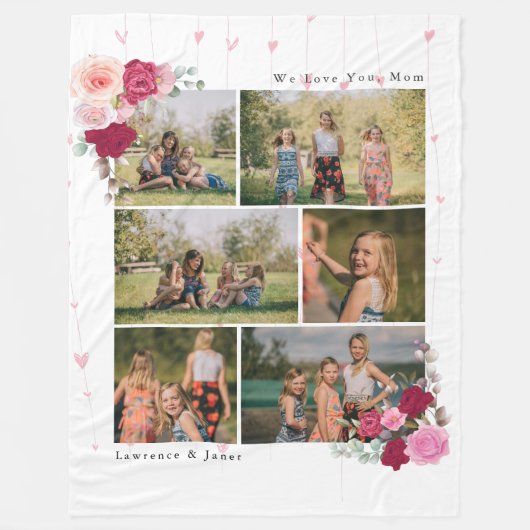 Elegante botanische Mama 6 Geschenke für Fotosamml Fleecedecke (Vorderseite)