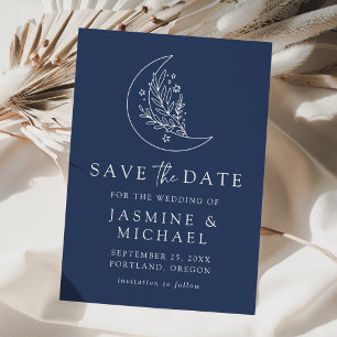 Elegante botanische Mond- und Sternen-Hochzeit in Save The Date