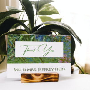 Elegante botanische Monet-Seerosen-Hochzeit Postkarte