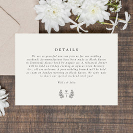Elegante Botanische Monogramm - Details zur Hochze RSVP Karte