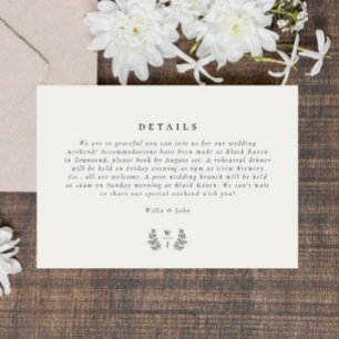 Elegante Botanische Monogramm - Details zur Hochze RSVP Karte