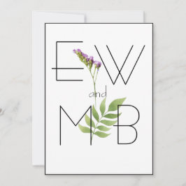 Elegante Botanische Monogramm Einfache Hochzeit Einladung