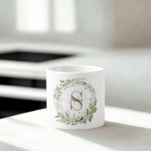 Elegante botanische Monogramm-Espressotasse mit Na