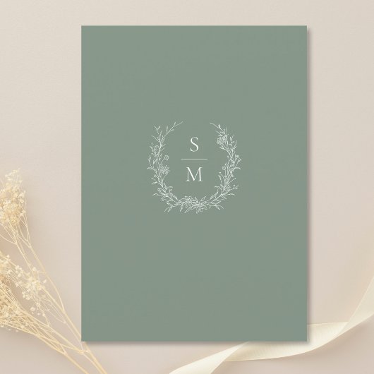 Elegante Botanische Monogramm-Grünen Hochzeit Einladung