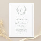 Elegante Botanische Monogramm-Grünen Hochzeit Einladung