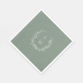 Elegante Botanische Monogramm-Grünen Hochzeit Serviette (Ecke)