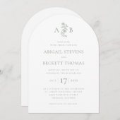 Elegante Botanische Monogramm-Hochzeit Einladung (Vorne/Hinten)