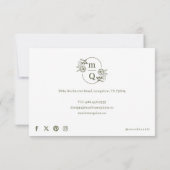 Elegante Botanische Monogrammbestellung Dankeschön Dankeskarte (Rückseite)