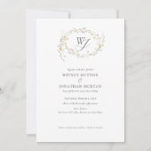 Elegante Botanische Monogrammkalligrafie-Hochzeit Einladung (Vorderseite)