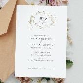 Elegante Botanische Monogrammkalligrafie-Hochzeit Einladung