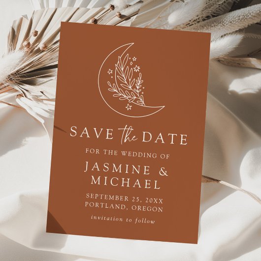 Elegante Botanische Monte und Sterne Terracotta au Save The Date