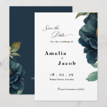 Elegante botanische navyblaue Hochzeit