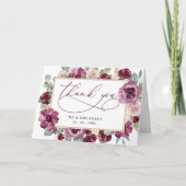 Elegante Botanische Pflaumenhochzeit Dankeskarte (Vorderseite)