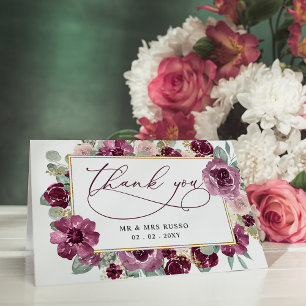 Elegante Botanische Pflaumenhochzeit Dankeskarte