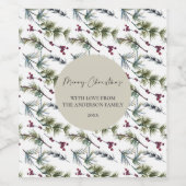 Elegante Botanische Poinsettia Weihnachten Weinetikett (Einzelnes Label)