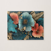 Elegante botanische Relief-Blumen Puzzle (Horizontal)