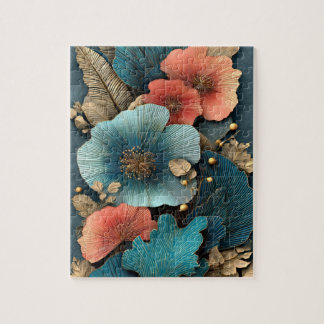 Elegante botanische Relief-Blumen Puzzle