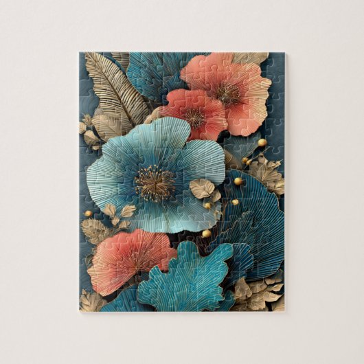 Elegante botanische Relief-Blumen Puzzle (Vertikal)