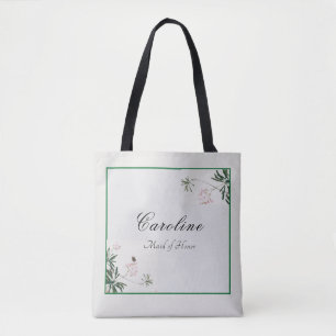 Elegante botanische rosa Blüten Brautjungfer Tasche