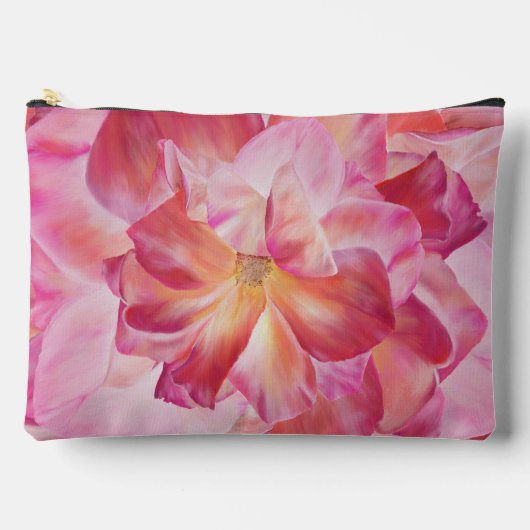 Elegante botanische Rose Blossom Grosser Blumenstr Zubehörtasche (Vorderseite)