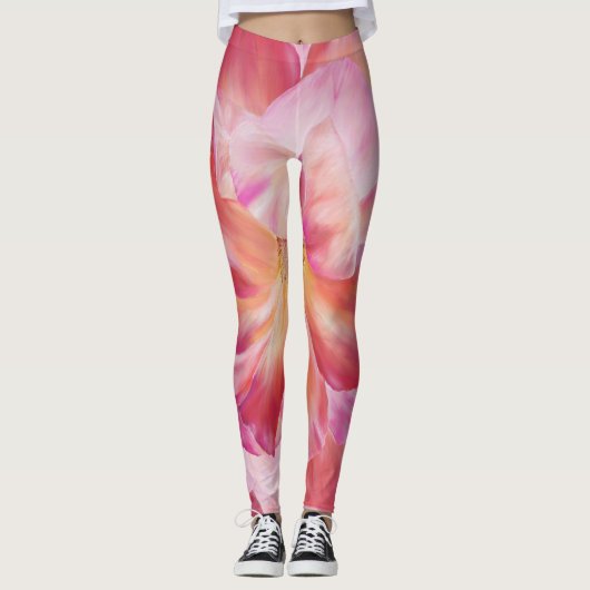 Elegante botanische Rose Blossom Leggings (Vorderseite)