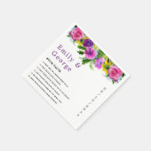 Elegante botanische Rose Blumenhochzeit Serviette (Ecke)