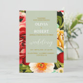 Elegante botanische Rose Einladung (Stehend Vorderseite)