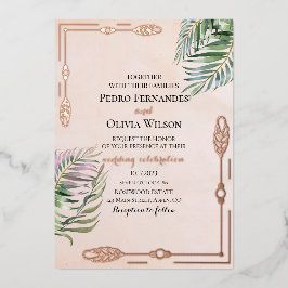 Elegante botanische Rose Folieneinladung