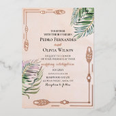 Elegante botanische Rose Folieneinladung (Vorderseite)