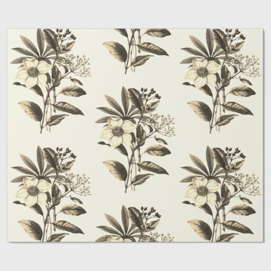 Elegante Botanische Rose Geschenkpapier (Flach)